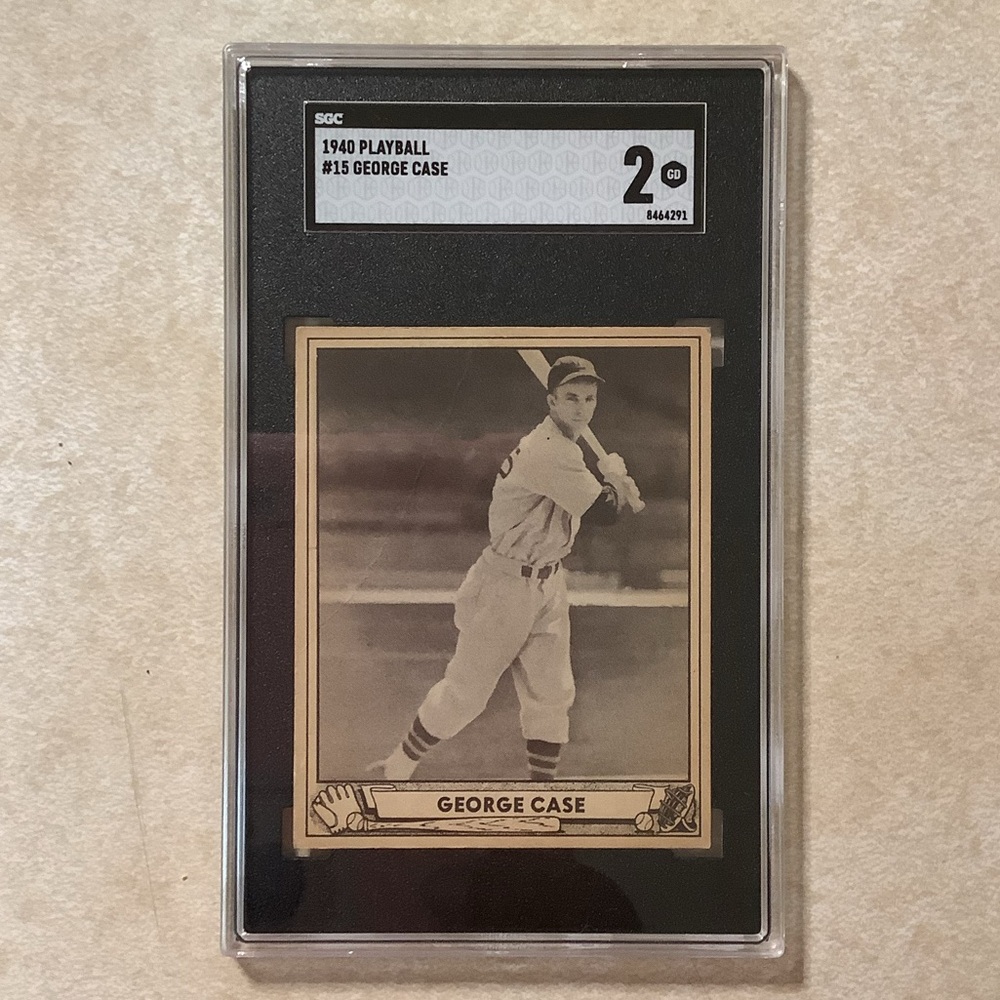 1940 Play Ball Baseball Card #15 George Case, Washington Senators Graded SGC 2